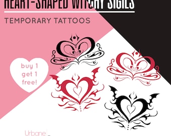 Witchy Sigil Temporary Tattoo | Heart-shaped Temporary Tattoos