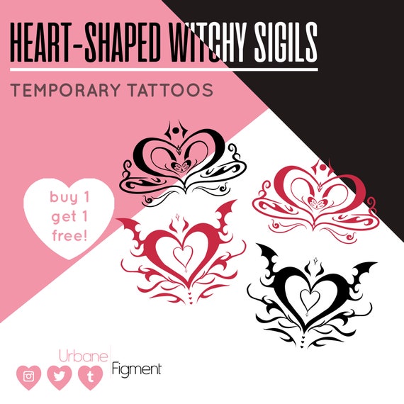 Witchy Sigil Temporary Tattoo | Heart-shaped Temporary Tattoos - Etsy