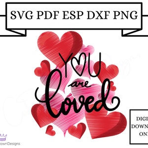 You are loved Aufkleber mit Herzen, Love to love you svg, You are loved Sticker, Valentinstag Sticker you are loved.
