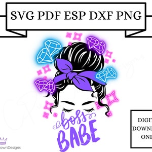 Boss babe sticker, Boss babe digital download, Boss babe clipart with diamonds, Boss babe designs, Boss babe art