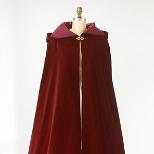 Burgundy Velvet Cloak: Hooded Renaissance Style, Made in USA
