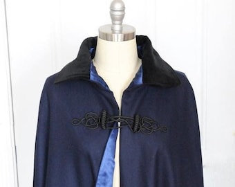 Boat Cloak Navy Wool With Black Velvet Collar, Satin Lined, Made in USA,  FDR Marine Boat Cloak - Etsy