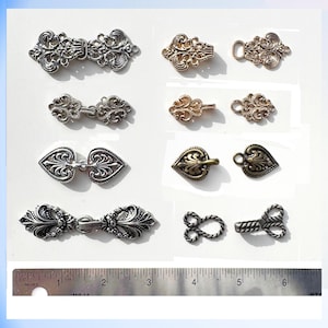 Clasp Closure Pin or Brooch for Cloaks, Capes, Sweaters - Gold clasp, Silver clasp, Leaf clasp, Heart clasp