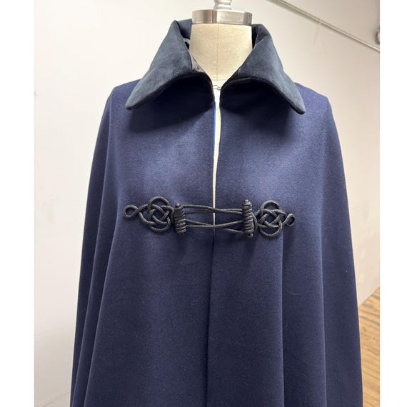 Boat Cloak Navy Wool With Black Velvet Collar, Satin Lined, Made in USA, FDR Marine Boat Cloak