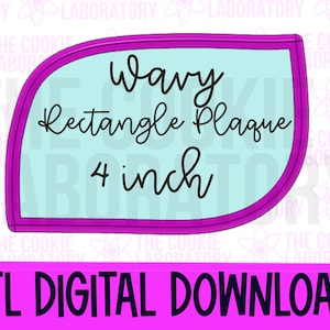Wavy Rectangle Plaque Cookie Cutter STL File Digital Download