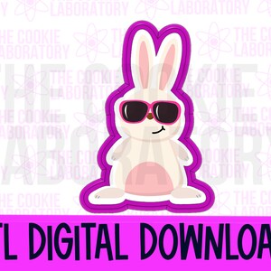 Easter Bunny with Sunglasses Cool Cookie Cutter STL File Digital Download with PNG Print with Eddie