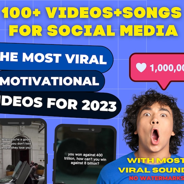 Plus de 100 vidéos riches de motivation VIRALE SONS/CHANSONS/Musique Canva modifiables pour TikTok Instagram YouTube, Reels Shorts pour 2023 Vues garanties