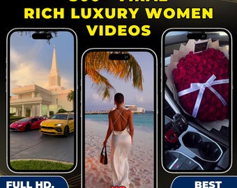 300+ Rich Luxury Women Lifestyle Stock Videos: Social Media Content (Canva Editable)
