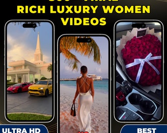 Plus de 300 FEMMES DE LUXE RICHES Vidéos Clips Contenu Contexte pour Tiktok Instagram YouTube I Pas de filigrane Voitures de luxe Maisons Montres Roses Ultra Hd