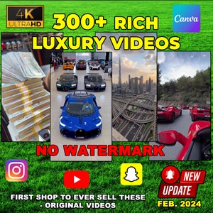 300+ RICH LUXURY VIDEOS Clips Content Background For Tiktok Instagram Edits No Watermark Luxury Cars Houses Watches Money Cash 4K Full Hd
