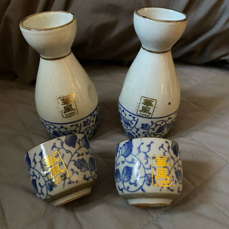 Sake Tea Set KAFUH Japanese Blue Grey Set With 2 Sake Cups Etsy