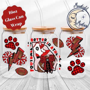 Emballage pour gobelet en verre 16 oz Southern Football, Georgia Coquette, téléchargement numérique instantané, emballage en bocal en plastique pour le football, GA d'Athènes