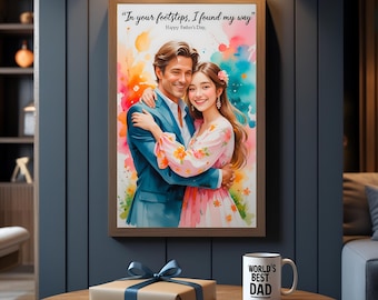 Father's Day Wall Art, Personalized Dad Gift, Watercolor Print (Digital Download)