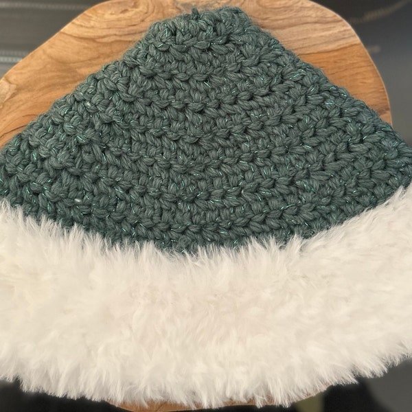 Bonnet en laine vert/blanc Anje