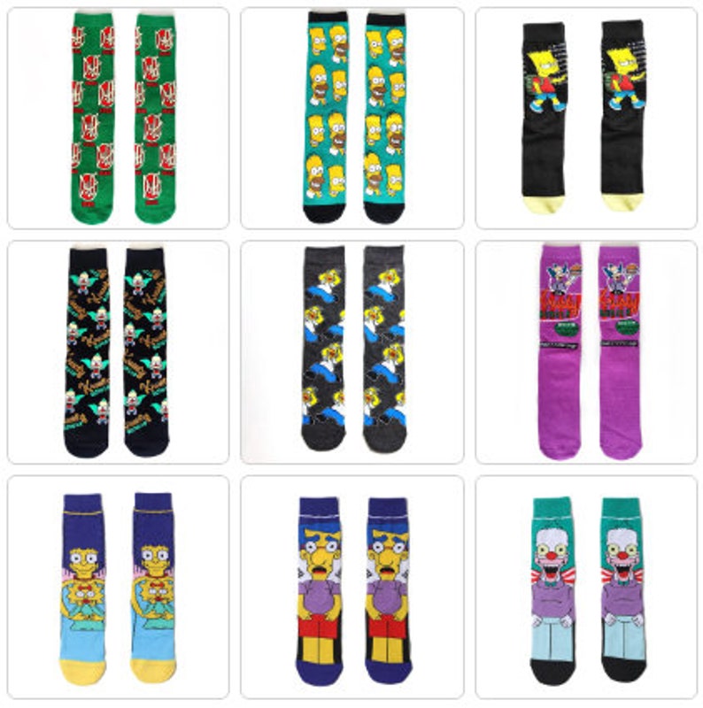 Simpsons Cartoon Anime Calcetines divertidos unisex imagen 1