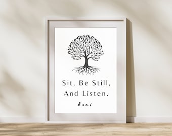 Impresión con cita de Rumi: Árbol de la Vida, arte mural sufí (descarga digital)