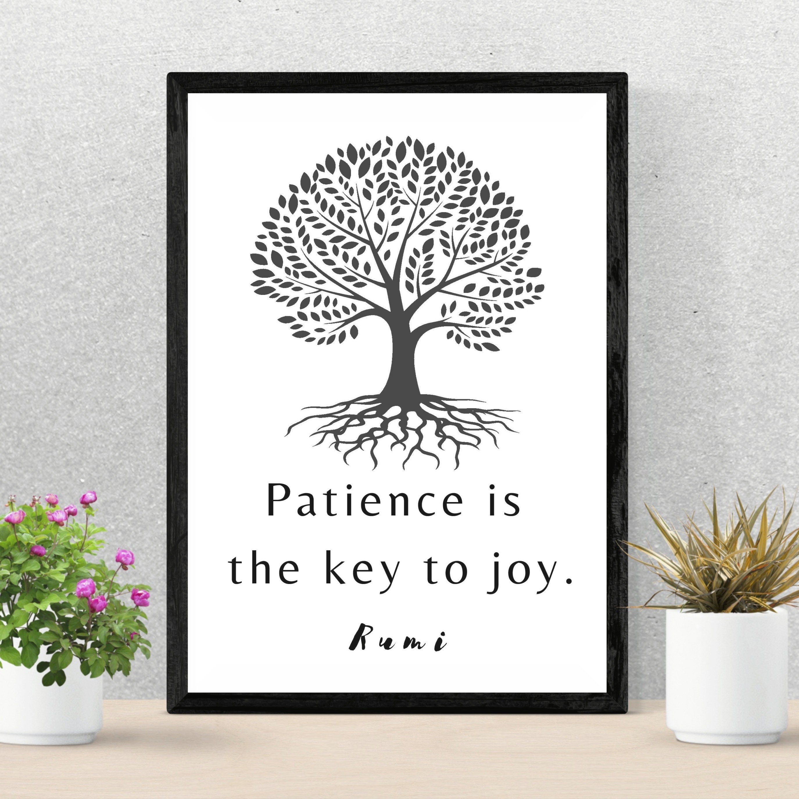 Patience is the Key to Joy Rumi Quote Sufism DIY Wall Art Art Prints ...