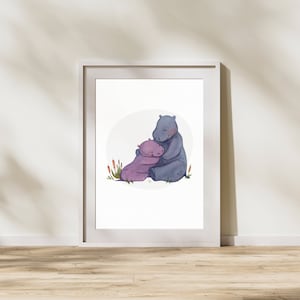 Hippo Nursery Art | Animal Print Wall Art | Art Prints | Digital Prints | Wall Decor | Nursery Decor | Printable