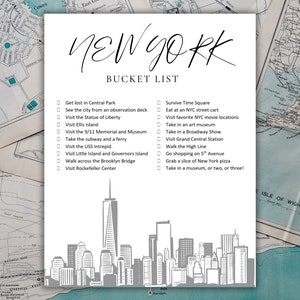 New York Bucket list, Travel Bucket List, PDF Printable, Digital Download, Printable Checklist
