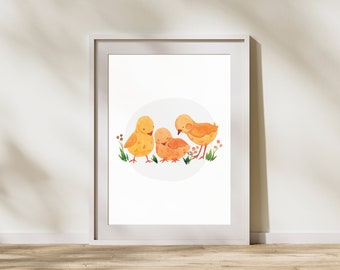 Chick Nursery Print | Watercolor Animal Wall Art (Digital Download)