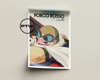 Porco Rosso plakat/Porco Rosso Print/Porco Rosso/Studio Ghibli plakat/Ghibli plakat/Anime plakat filmowy/miyazaki plakat