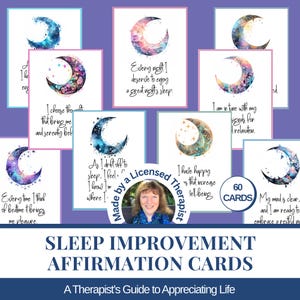 Sleep Affirmation Cards, Bedtime Routine, Sleep Hygiene Affirmations, Insomnia Help, Counseling Resources, Printable Digital Download PDF