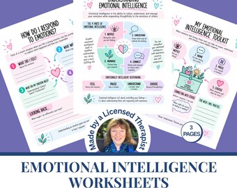 Emotional Intelligence Worksheets | Emotional Regulation & Self Awareness | Coping Skills | Therapy Worksheets |  Counseling resources | PDF