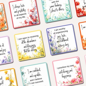 60 Self-love affirmation cards for self-care, self-esteem & self-compassion. Positive card deck. Daily flashcards. Printable digital gift. image 7