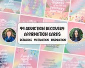 44 Addiction Recovery Affirmations Self-help card deck Alcohol addiction Sobriety affirmation cards Mental health Printable Digital download