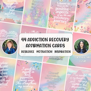 44 Affirmations pour le rétablissement de la dépendance à la toxicomanie Jeu de cartes d'auto-assistance Dépendance à l'alcool Cartes d'affirmations sur la sobriété Santé mentale Imprimable en téléchargement numérique
