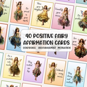 40 jeux de cartes Affirmation de fée pour enfants. Messages positifs de confiance et d'encouragement pour les enfants. Cartes mémoire imprimables à télécharger