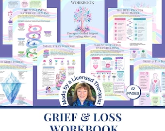 Grief workbook for healing after loss Grief journal Therapist-made printable grief therapy resource Bereavement gift  Worksheets for coping