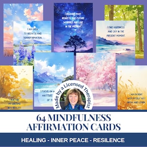 Achtsamkeit Affirmationskarten. Affirmationen zur psychischen Gesundheit Bewältigungskarten Deck Selbsthilfe Lernkarten für inneren Frieden Ermutigung Printable PDF