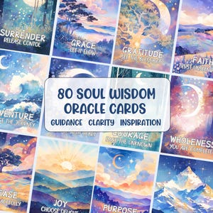 80 cartas del Oráculo de la Sabiduría del Alma Baraja de tarot única Cartas espirituales Baraja de oráculo divino Inspiración Orientación Manifestación Descarga digital
