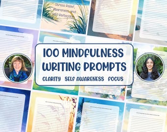 Mindfulness Journal Prompts Stress relief printable journal Self-help mental health Self-care Therapy resources Therapist tools Gift for Mom