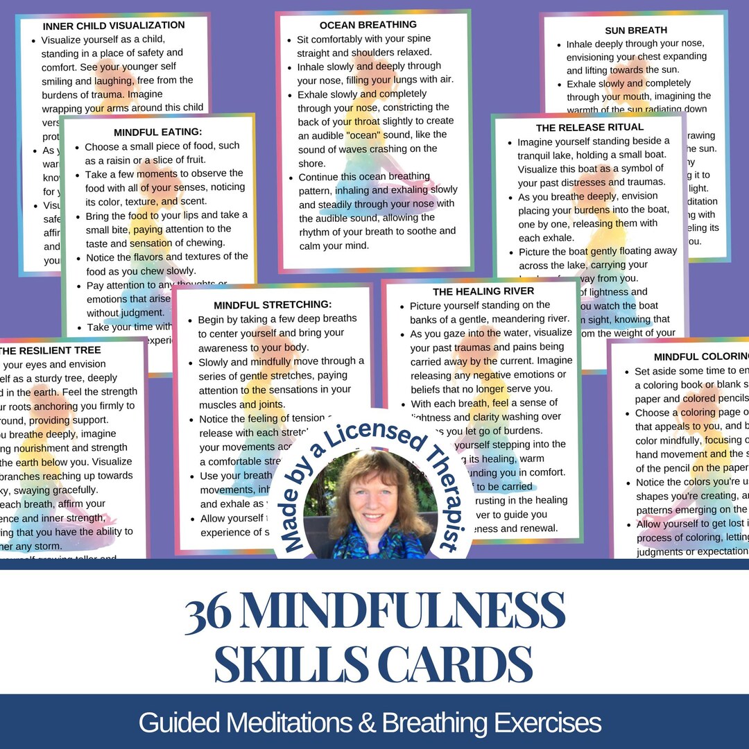 36 Mindfulness Cards Guided Meditation Scripts Gift for Her Breathing ...