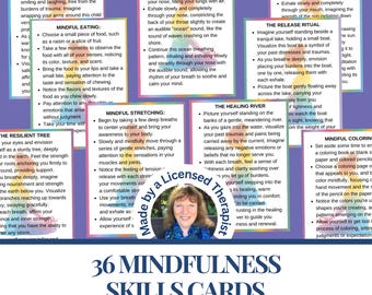 36 Mindfulness Cards Guided Meditation Scripts Gift for her Breathing exercises Emotional regulation Anxiety Printable Digital download PDF