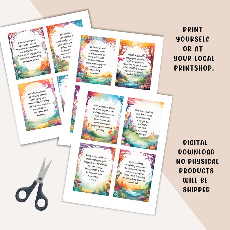 You can print these inner child cards on your own printer or take the file to your local printshop.