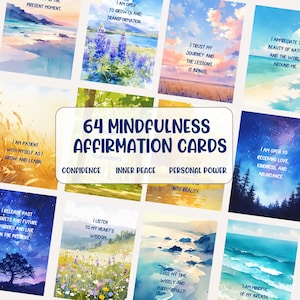 Mindfulness-bevestigingskaarten. Affirmaties geestelijke gezondheid Omgaan met kaartendeck Zelfhulpkaarten voor innerlijke rust Aanmoediging Afdrukbare pdf