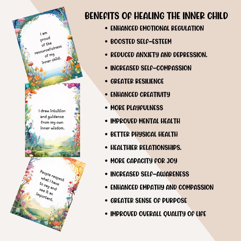 The benefits of healing your inner child include: increased self-awareness, improved emotional regulation, better relationships, improved mental health, and greater resilience.