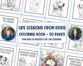 Dog Coloring book Printable coloring pages Positive messages Dog lovers gift Printable coloring sheets Dog themed coloring digital download