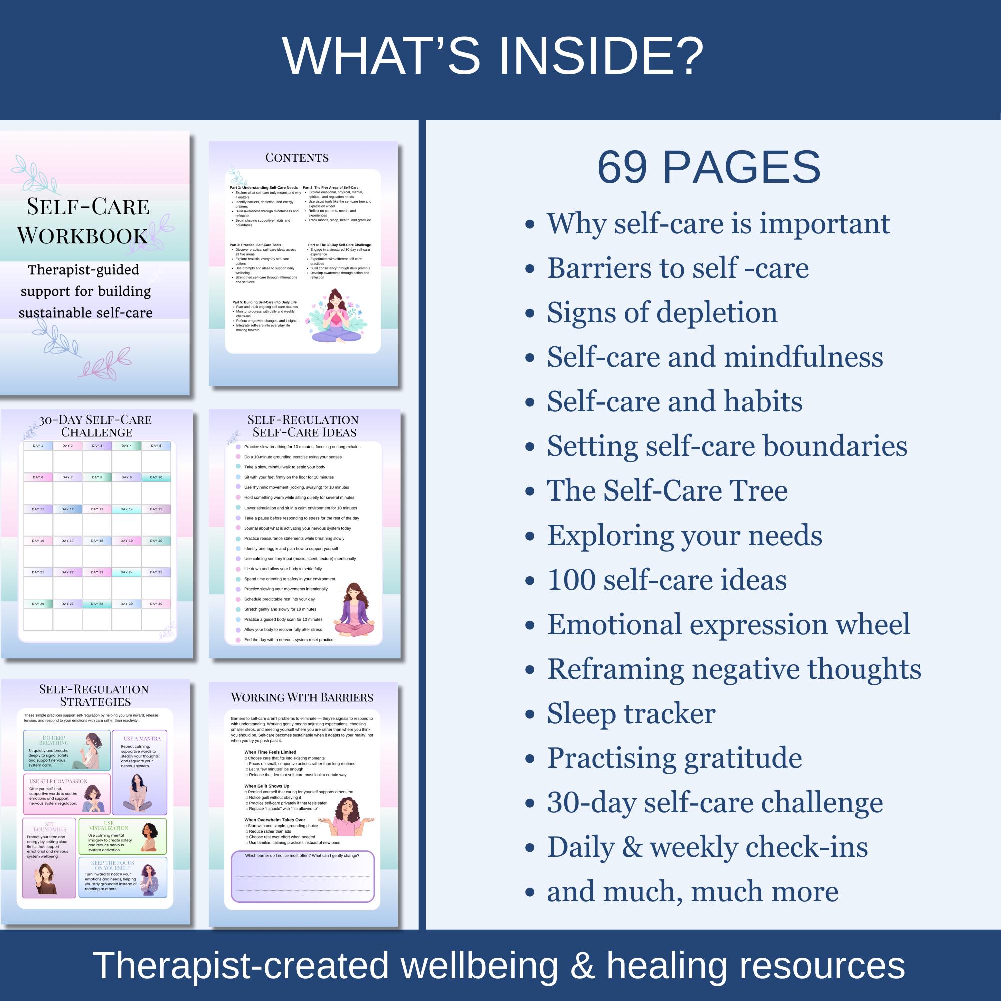 Self-care Workbook Printable Self Love Journal Stress Relief Planner ...