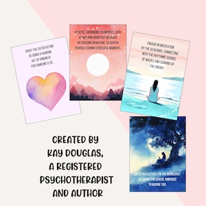 These self care strategy cards are created by Kay Douglaas, a registered psychotherapist and author.