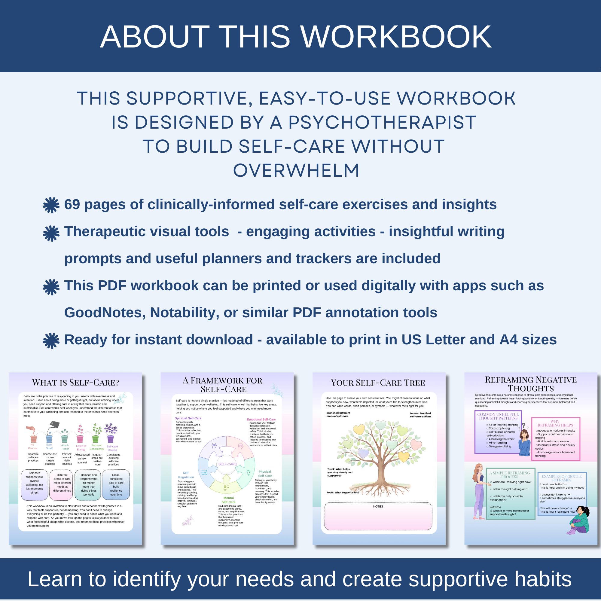 Self-care Workbook Printable Self Love Journal Stress Relief Planner ...