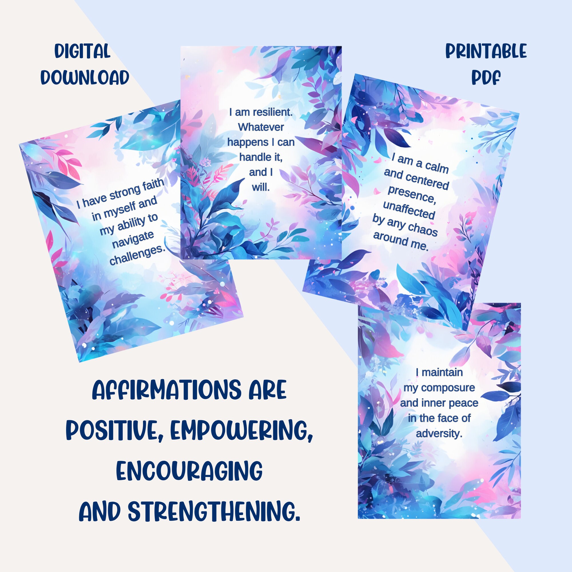 64 Resilience Affirmation Cards Self-help flashcards for confidence ...