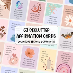 60 Opruimingsbevestigingskaarten Thuisorganisatie Affirmaties Schoonmaak Motivatie Vereenvoudig het huis Minimalistisch kaartendeck Opruimen PDF-download