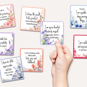 60 Self-love affirmation cards for self-care, self-esteem & self-compassion. Positive card deck. Daily flashcards. Printable digital gift. image 5