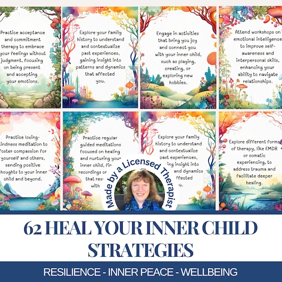Heal Your Inner Child Strategy Cards Childhood trauma recovery Adverse Childhood experiences ACE Therapist resource. Printable pdf download