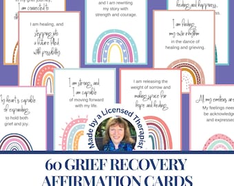 60 Grief and Loss Affirmation Cards. Recovery card deck. Heartbreak or bereavement. Care sympathy gift. Therapy coping aid. Downloadable PDF