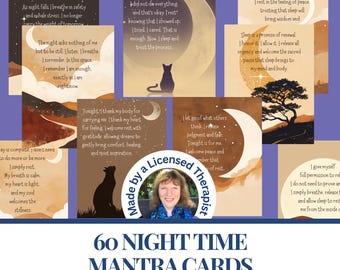 Affirmation Cards for night routine Printable self care cards Daily affirmations for mindfulness Stress relief Self help positive quotes